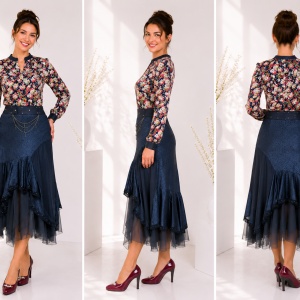 Fusta casual, asimetrica, disponibila in nuante de negru si gri - Img 3