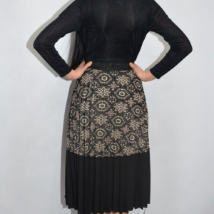 Fusta casual cu imprimeu vintaje de culoarea neagra - Img 5