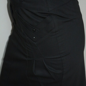 Fusta cu talie medie, din stofa de culoare neagra, model scurt - Img 4