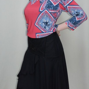 Fusta neagra, eleganta, cu design deosebit de volane asimetrice - Img 5