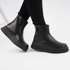 Ghete Imblanite Piele Naturala Talpa Comoda Negru
