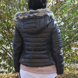 Jacheta casual Loren matlasata cu reflexii si gluga ,nuanta de negru - Img 5