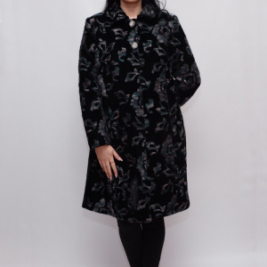 Jacheta eleganta cu croi drept, neagra cu design abstract colorat - Img 3