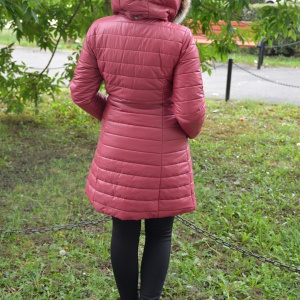 Jacheta tinereasca din fas fin,masura mare,de culoare marsala, model lung - Img 6