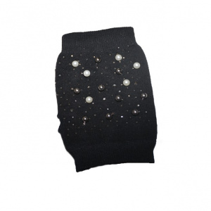 Manusa moderna fara degete, culoare neagra cu perle si strasuri - Img 1