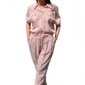 Pantaln lung, confortabil cu croi pe picior, nuanta de plamaniu - Img 1