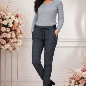 Pantalon casual Ianna cu snur ,gri