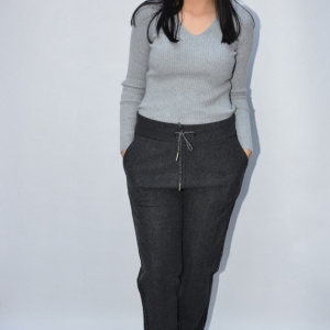 Pantalon casual Jeniffer cu model pe picior ,gri - Img 2