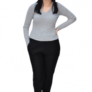 Pantalon casual Jeniffer cu model pe picior ,negru - Img 1