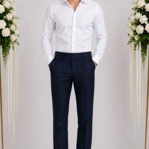 Pantalon casual pentru barbati, la dunga, nuanta de bleumarin