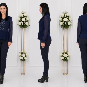 Pantalon casual tip colant Imma,mulat ,bleumarin - Img 2