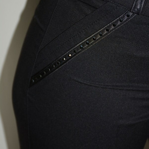 Pantalon chic, nuanta de negru, strasuri fine aplicate - Img 2