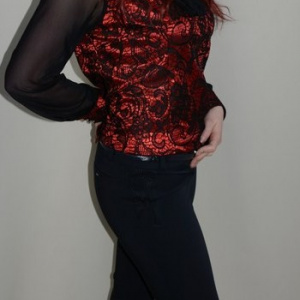 Pantalon clasic, culoare bleumarin, design de cusaturi aplicate - Img 2