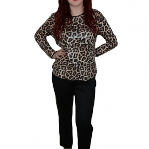 Pantalon clasic, nuanta de negru, design lucios aplicat