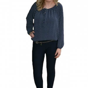Pantalon comod cu croi tineresc, nuanta bleumarin, model lung - Img 1