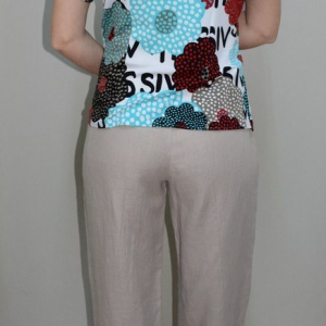 Pantalon comod de vara, masura mare, culoare bej, model simplu - Img 4