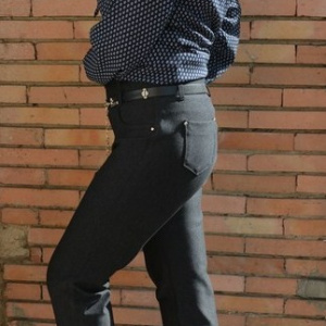 Pantalon comod de zi cu buzunare in spate, gri inchis, masura mare - Img 4