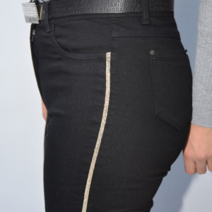 Pantalon dama Deliah cu insertii de strasuri pe picior,negru - Img 7