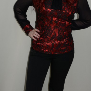 Pantalon fin, de culoare neagra, design rafinat de nasturi aplicati - Img 2