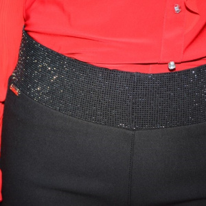 Pantalon Janette cu insertii de strasuri negru-argintiu,nuanta de negru - Img 5