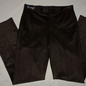 Pantalon la dunga, de culoare maro inchis, cu model in tesatura - Img 1