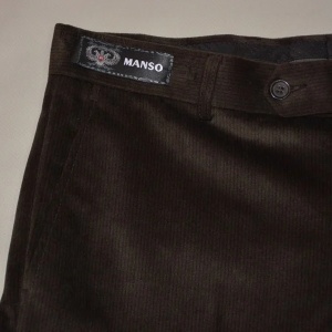 Pantalon la dunga, de culoare maro inchis, cu model in tesatura - Img 3