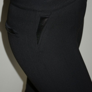 Pantalon la moda, de culoare neagra, material lucios - Img 5