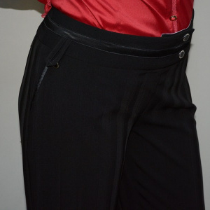 Pantalon lejer din stofa neagra, masura mare, model usor evazat - Img 7