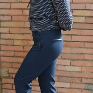 Pantalon modern, bleumarin, masura mare, din material usor elastic - Img 1