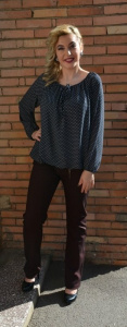 Pantalon modern culoare marsala, model tineresc, masura mare - Img 3