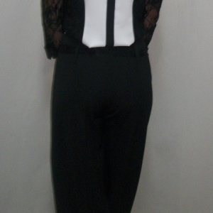 Pantalon negru, evazat, model simplu cu curea satinata in talie - Img 2