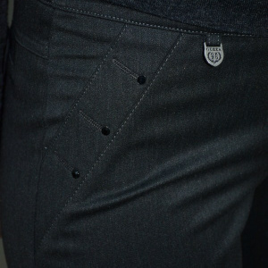 Pantalon office, nuanta de gri, buzunare apretete, strasuri fine - Img 4