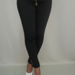 Pantaloni casual, design tip blug, negri, cu detalii argintii - Img 3