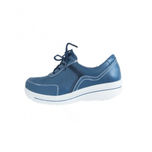 Pantof confortabil din piele naturala bleumarin cu talpa plina - Img 1