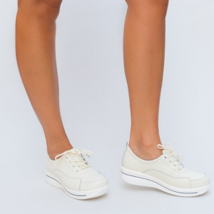 Pantof confortabil din piele naturala,culoare crem - Img 4