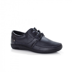 Pantof cu siret, tip mocasin, de culoare neagra, din piele moale - Img 3