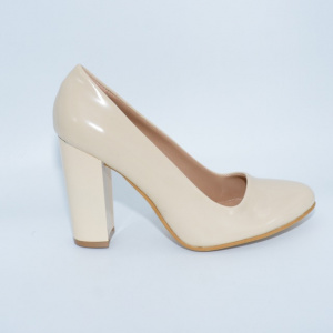 Pantof de culoare ivory, model clasic cu toc inalt, stabil - Img 2