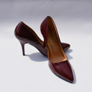 Pantof de culoare marsala, cu toc cui de 9 cm si aspect lucios - Img 6