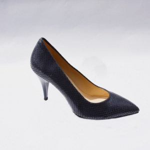 Pantof modern, bleumarin, din material ce imita pielea de sarpe - Img 3