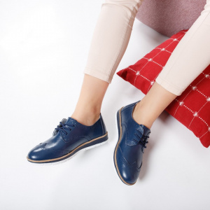Pantof modern de culoare bleumarin, cu design rafinat, din piele - Img 6