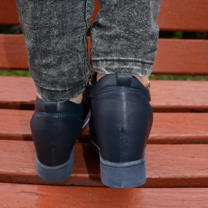 Pantof sport bleumarin cu platforma ascunsa, siret reglabil, fermoar - Img 5