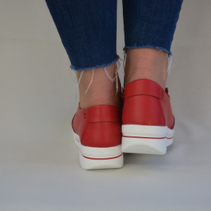 Pantof tineresc de culoare rosie, cu talpa groasa si varf rotund - Img 5