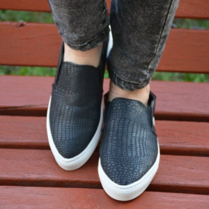 Pantof tineresc tip sport, culoare neagra, din piele ecologica mata - Img 2