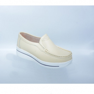 Pantofi bej cu talpa ortopedica ,din piele,model simplu - Img 3