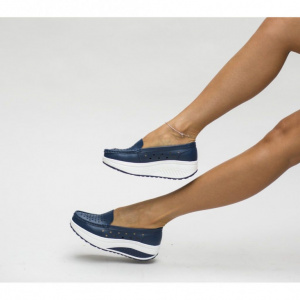 Pantofi casual Engros din piele naturala dama, Buga Bleumarin - Img 1