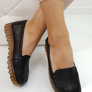 Pantofi perforati cu model si talpa deosebita,negru - Img 3
