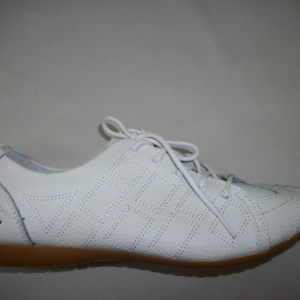 Pantofi sport, din piele naturala, design creat de cusaturi, pe alb - Img 2