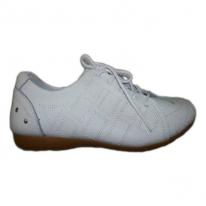Pantofi sport, din piele naturala, design creat de cusaturi, pe alb