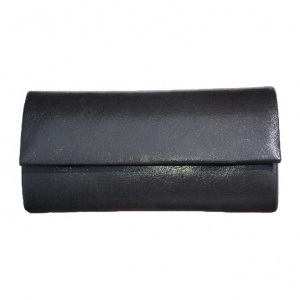 Poseta neagra de seara, din material fin, lucios, cu lant detasabil - Img 1