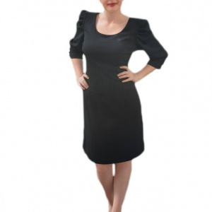 Rochie casual, de culoare negru, umeri cu fronseuri - Img 1